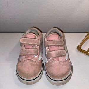 Vans Pink and White Velcro Sneakers